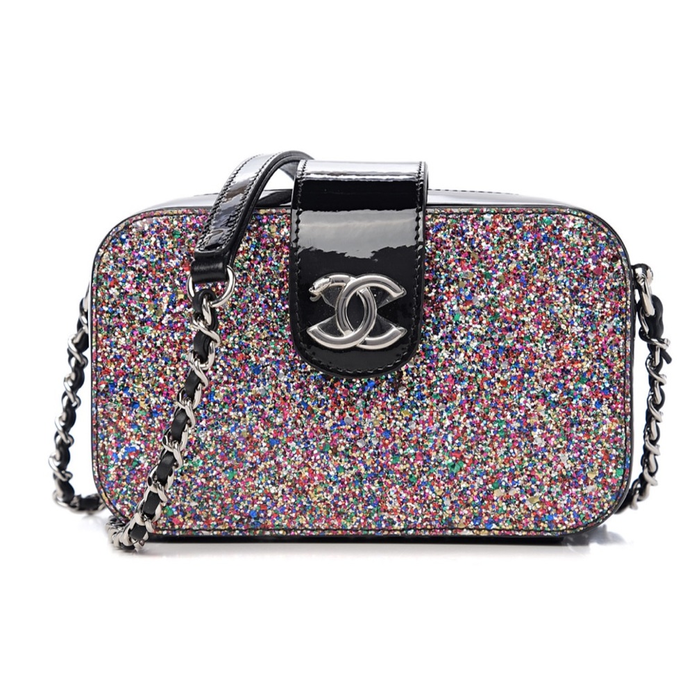 CHANEL rainbow glitter camera case